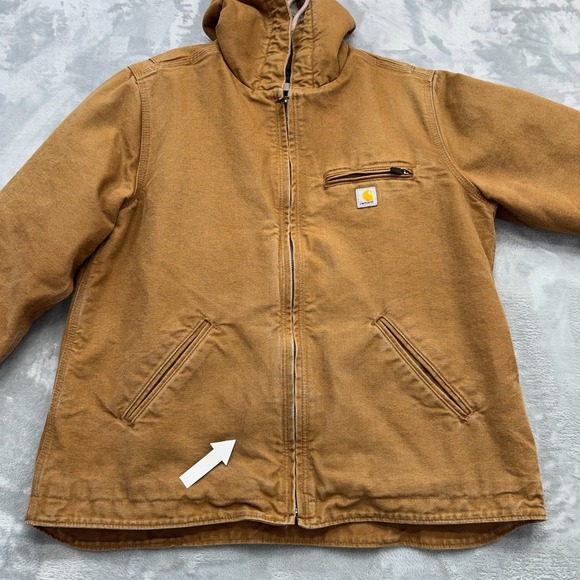 Carhartt Jacket Women Large Brown Washed Duck Loose Fit Sherpa Lined Workwear - Picture 4 of 12